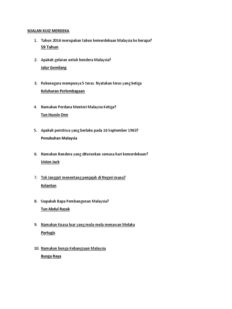 Soalan Kuiz Merdeka  PDF