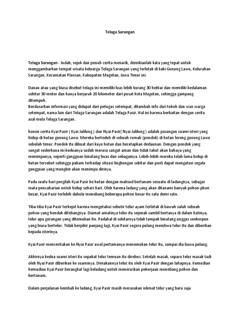 40 Koleski Terbaik Cerita Bahasa Jawa Tentang Tempat Wisata Cakrawala