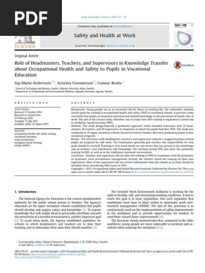 Jurnal Internasional K3 Occupational Safety And Health Teachers