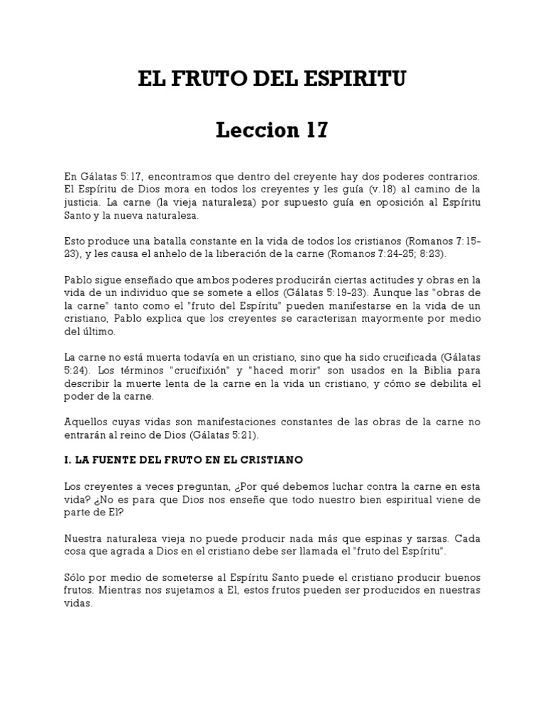 El Fruto del Espíritu en el Cristiano | PDF | Dios | Alma