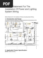 Method Statement For The Installation of Power and Lighting System Wiring