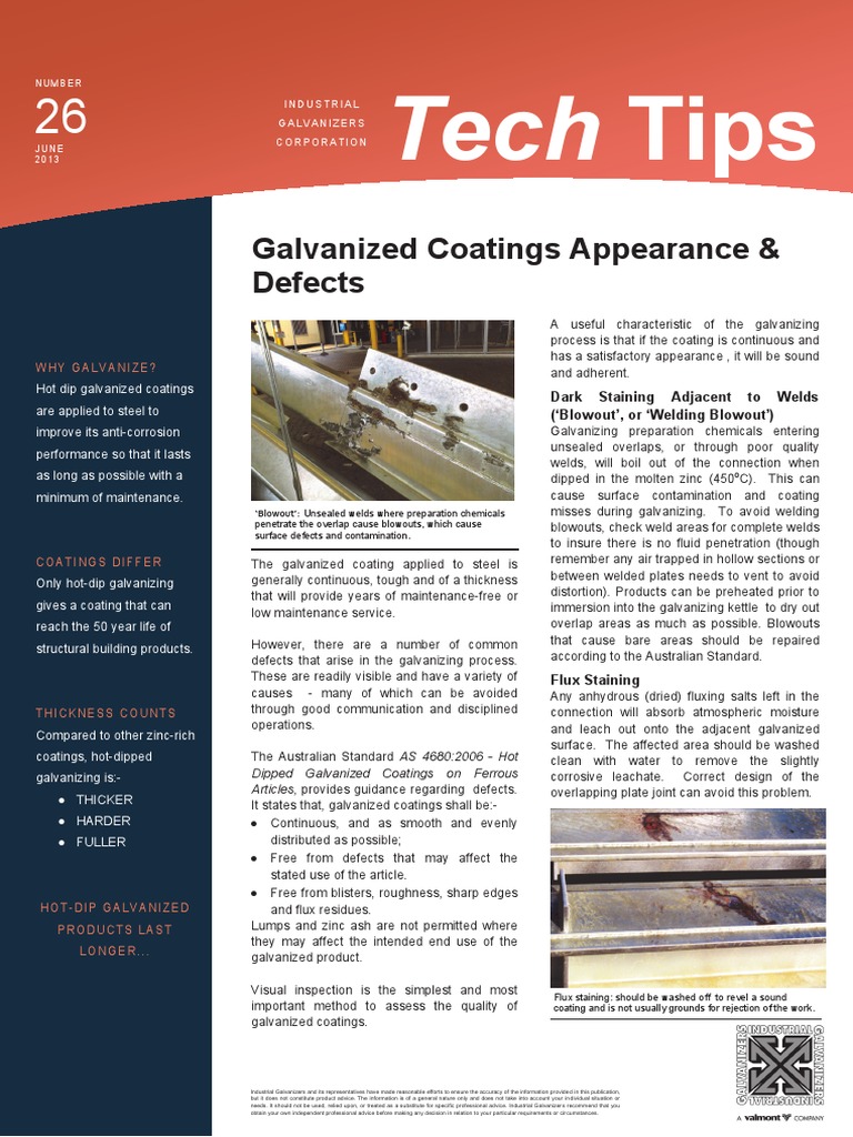 Tech Tips 26 Galvanized Coating Appearance Defects Galvanization
