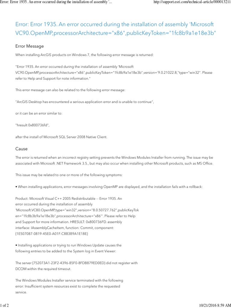 Arcgis Error 1935 Windows 7: Quick Fixes to Resolve Now