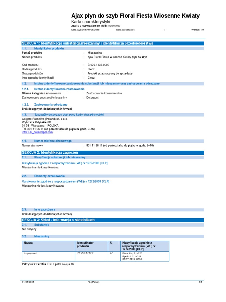 Ajax Floral Fiesta Płyn Do Mycia Szyb 01.06.2015