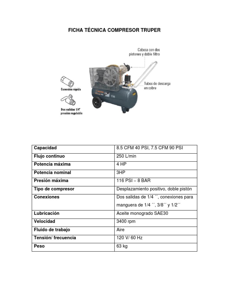 Ficha Técnica Compresores PDF