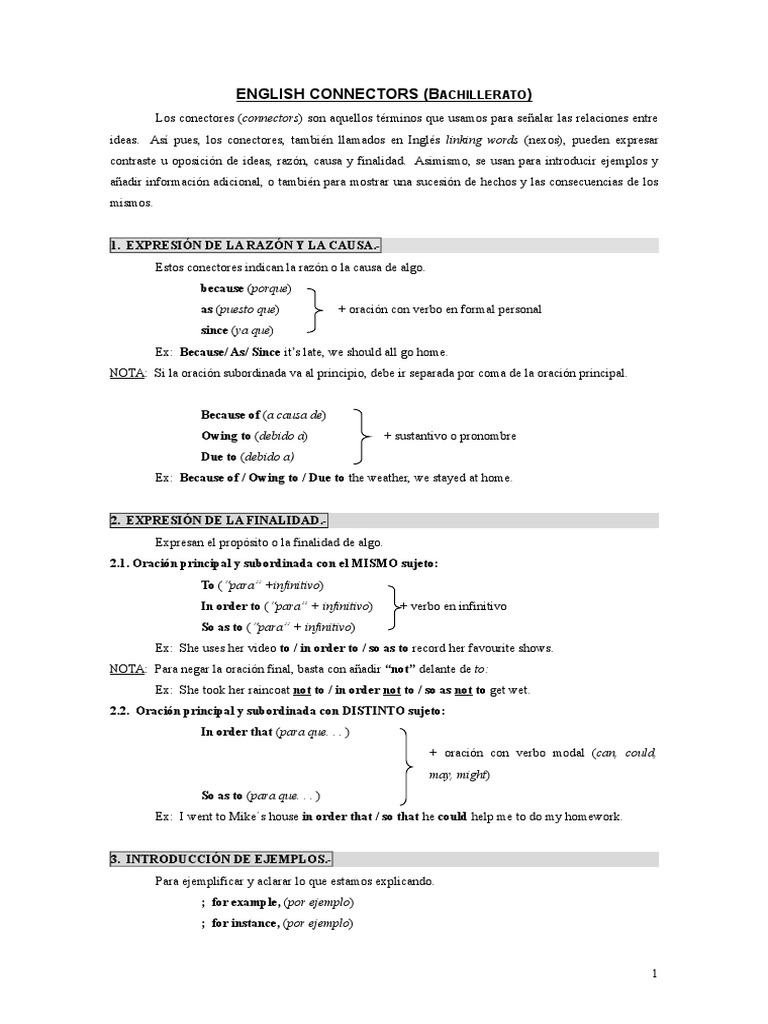 Connectors Handout | PDF