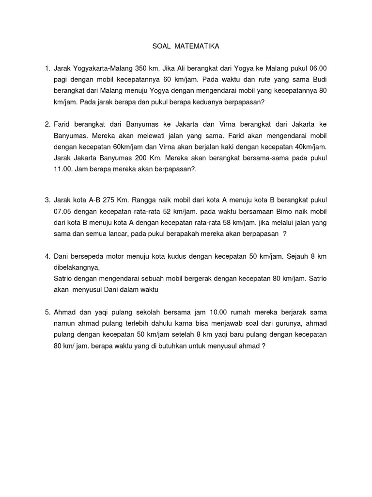 Soal Matematika 1