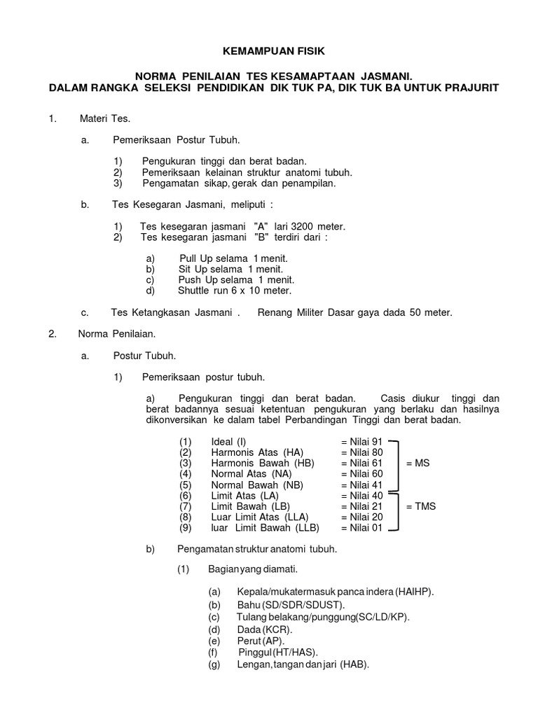 Kemampuan Fisik Tni Pdf