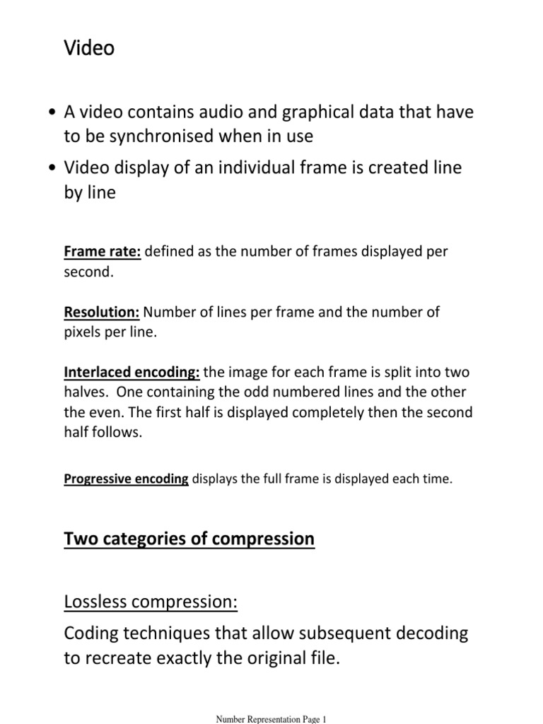 Video Two Categories of Compression PDF Data Compression Code