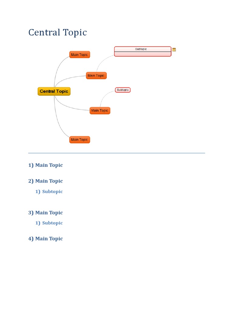 Central Topic: 1) Main Topic 2) Main Topic | PDF | Science & Mathematics