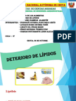 Deterioro de lípidos por lipólisis y autooxidación