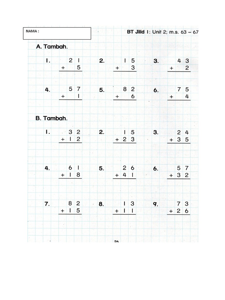 Latihan Tambah Tahun 1 Pdf