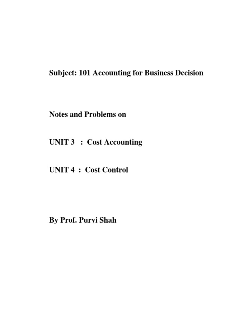 Cost Accounting Notes For Students | Download Free PDF | Cost | Cost ...