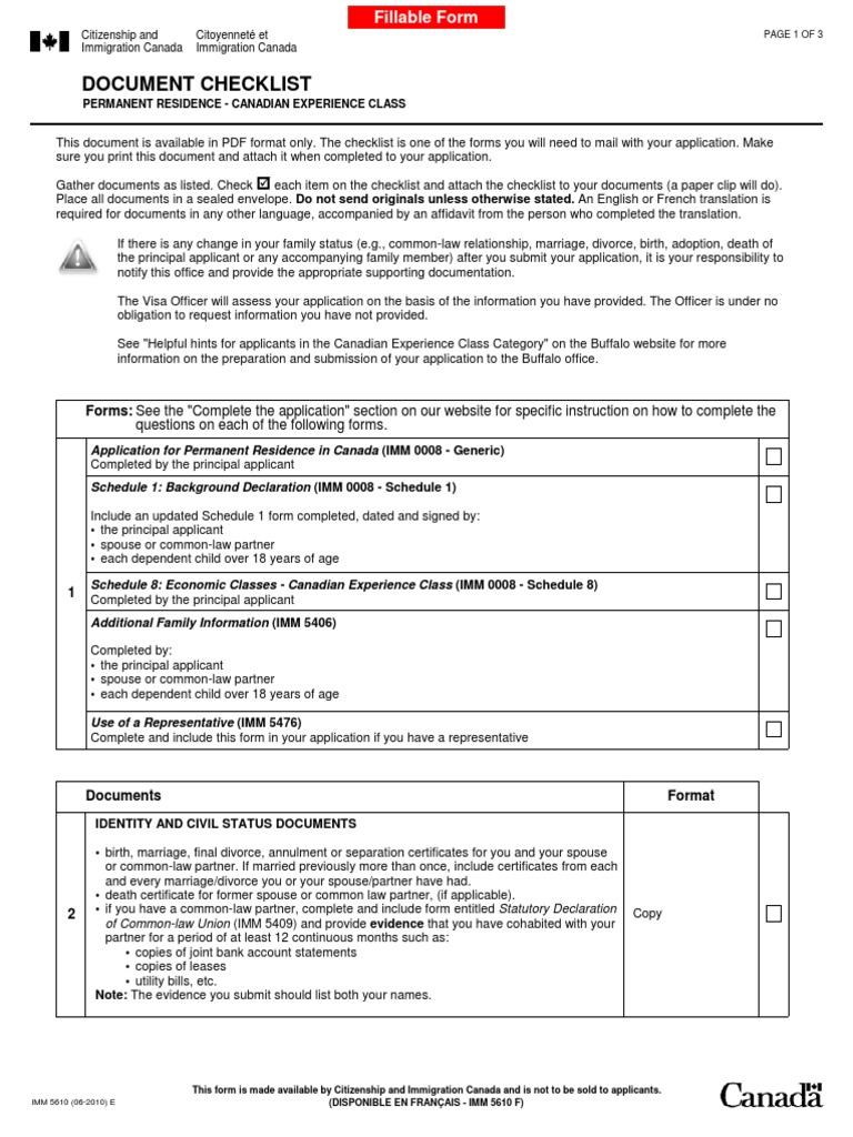 Imm5610e Permanent Residence United States Marriage