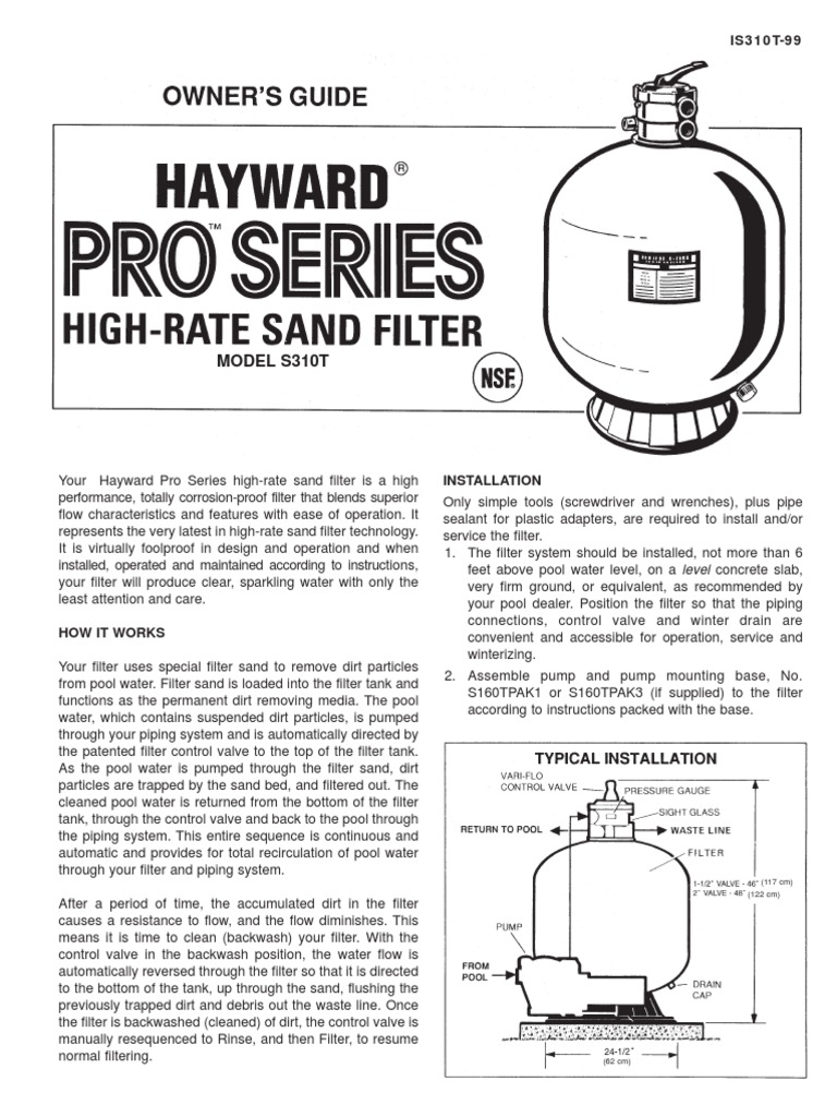 Hayward S310T Sand Filter Manual7 PDF PDF Pump Filtration