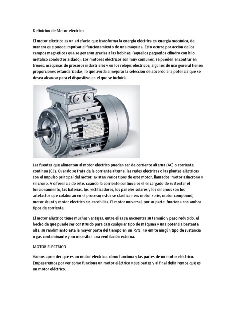 Definición de Motor Eléctrico Motor eléctrico