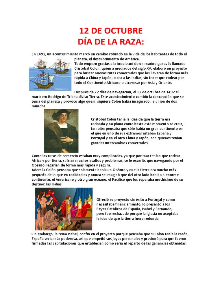 Resumen del 12 de octubre de 1492 | PDF | Cristobal colon | Exploración ...