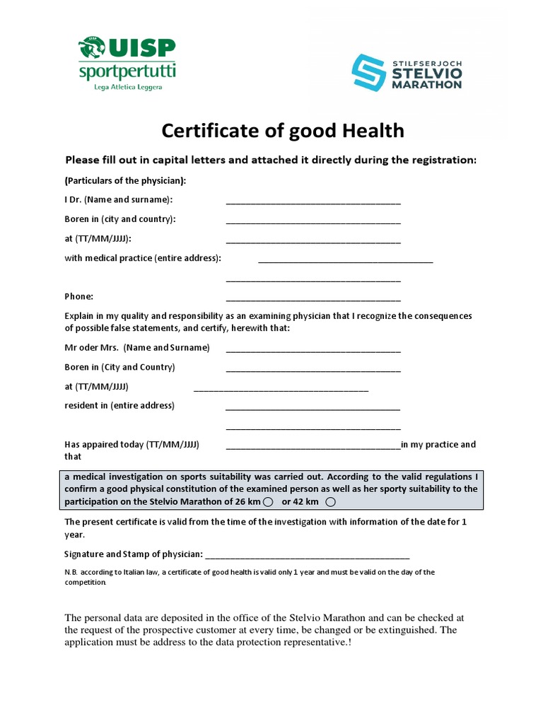 Certificate Good Health PDF