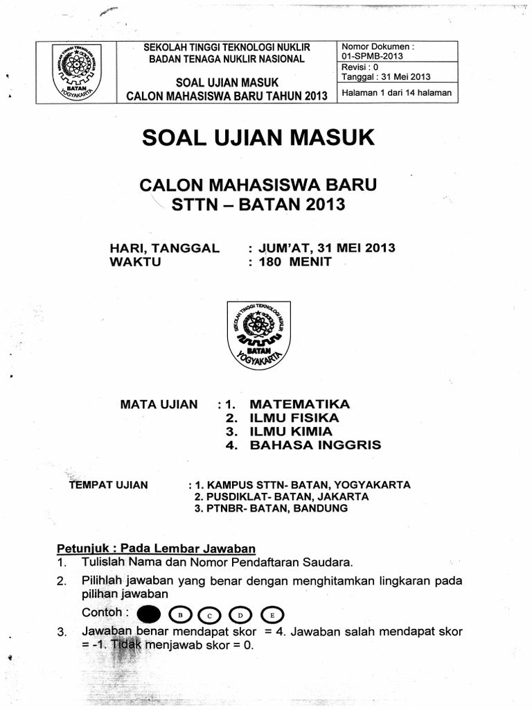 Soal Sttn 2013