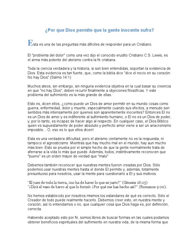 El Sufrimiento y la Fe Cristiana | PDF | Salvación | Ateísmo