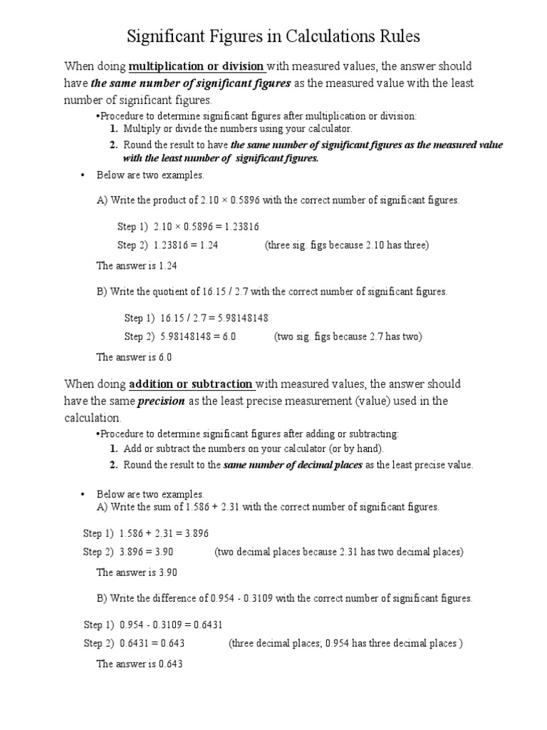 Sig Figs in Calc Rules 7-1-09 | Download Free PDF | Significant Figures ...