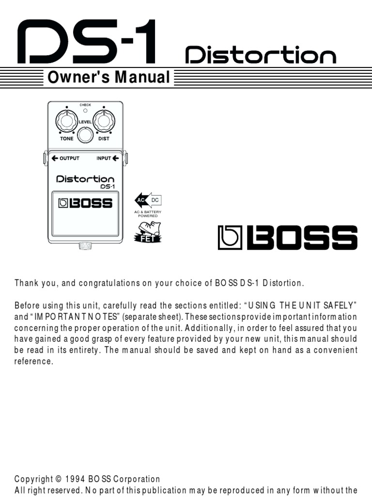 Manual Boss DS1 Electrical Connector Electronic Engineering