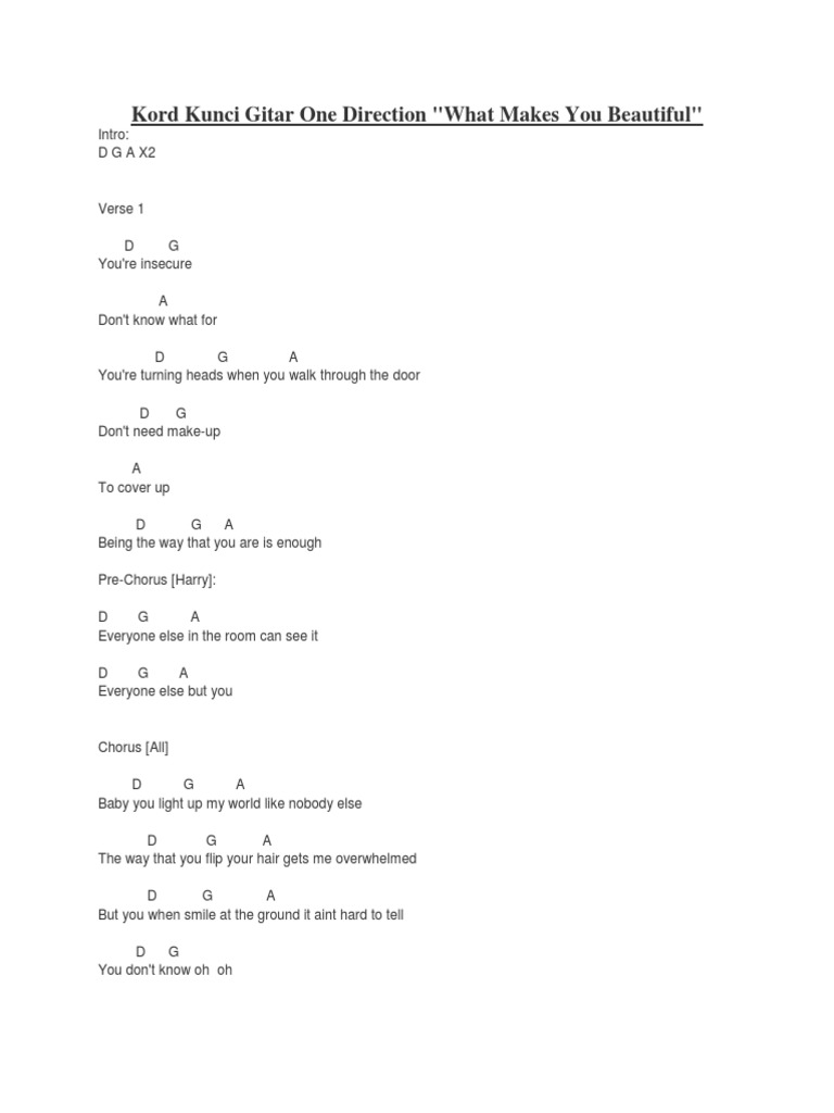 Kord Kunci Gitar One Direction