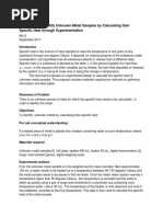 Identifying Unknown Metal via Specific Heat | PDF | Heat | Mole (Unit)