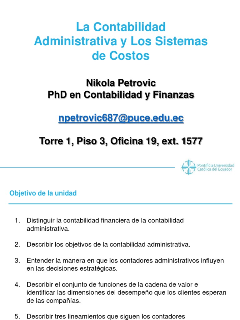 La Contabilidad Administrativa Y Los Sistemas De Costos Pdf Costo