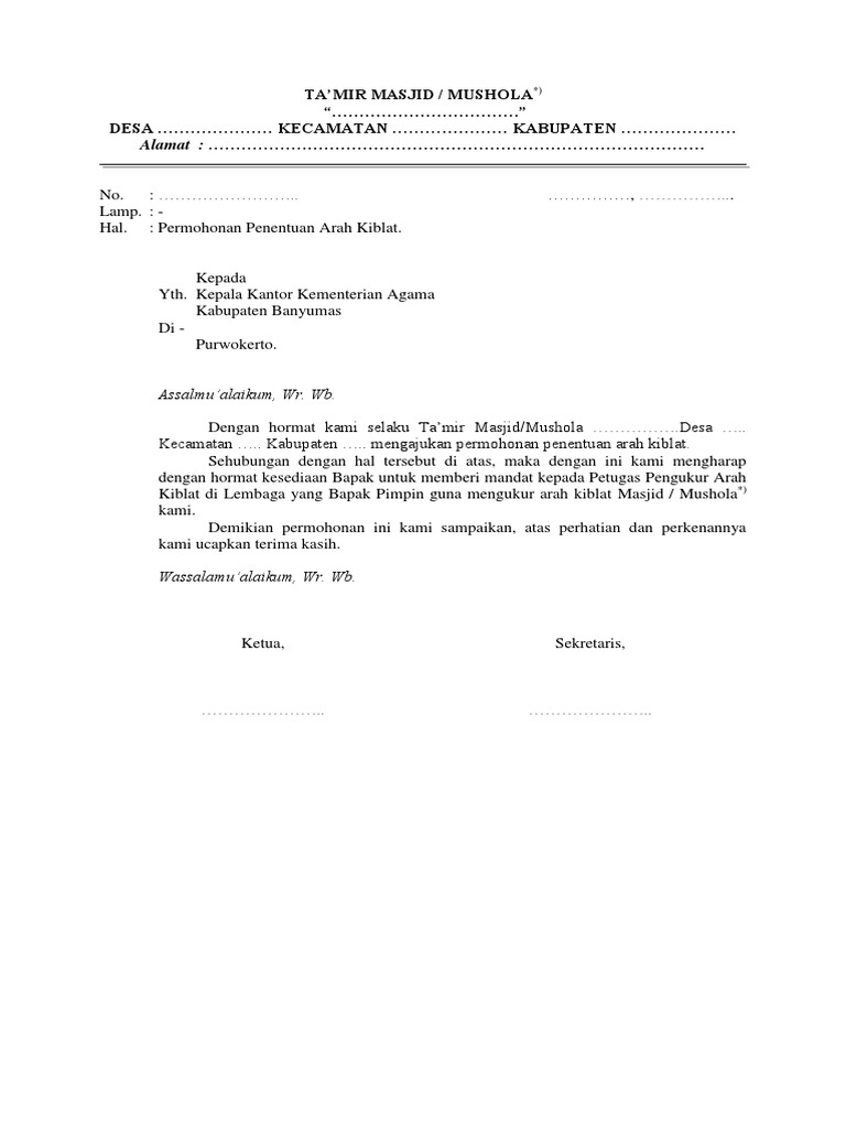 Contoh Surat Perjanjian Permohonan