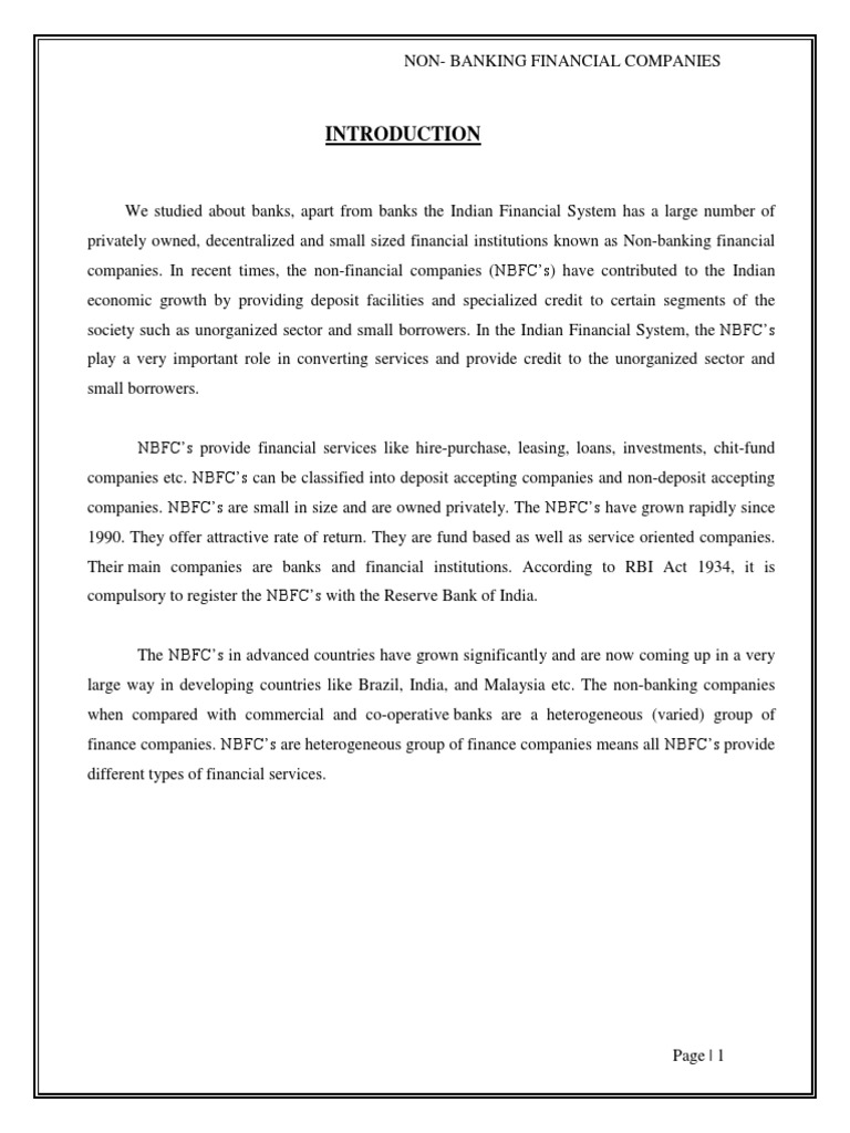 Role of NBFCs in India's Economy | PDF | Non Bank Financial Institution ...