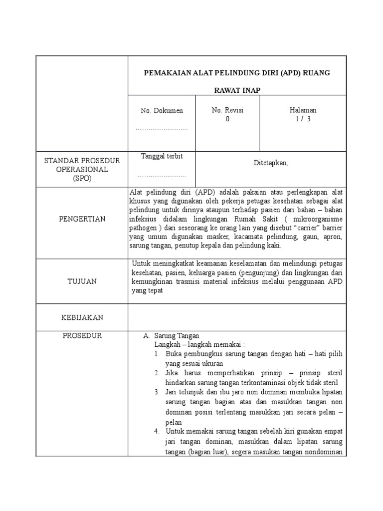 Sop Apd Ranap | PDF