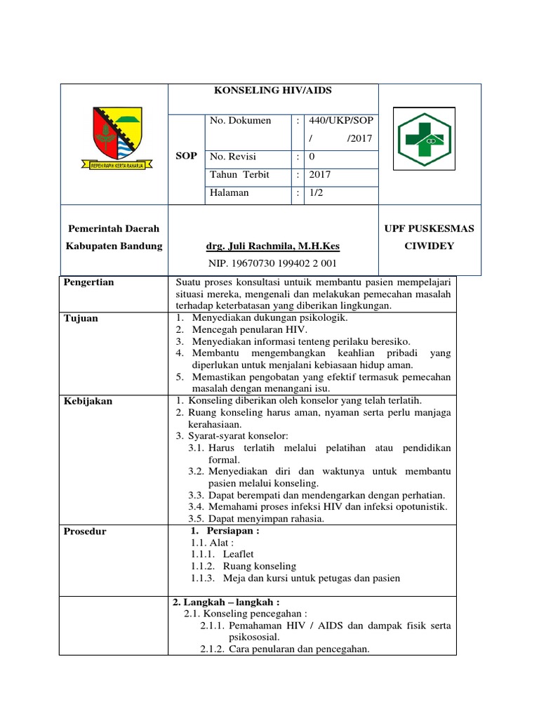 Sop Konseling Hiv Aids | PDF | Pengembangan Diri