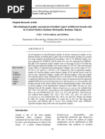 Microbiological Quality Assessment of Bottled Yogurt of Different Brands Sold in Central Market, Kaduna Metropolis, Kaduna, Nigeria