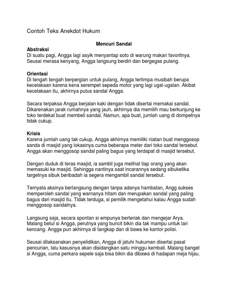 Contoh Teks Anekdot Hukum