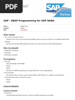 Abap Programming For Sap Hana