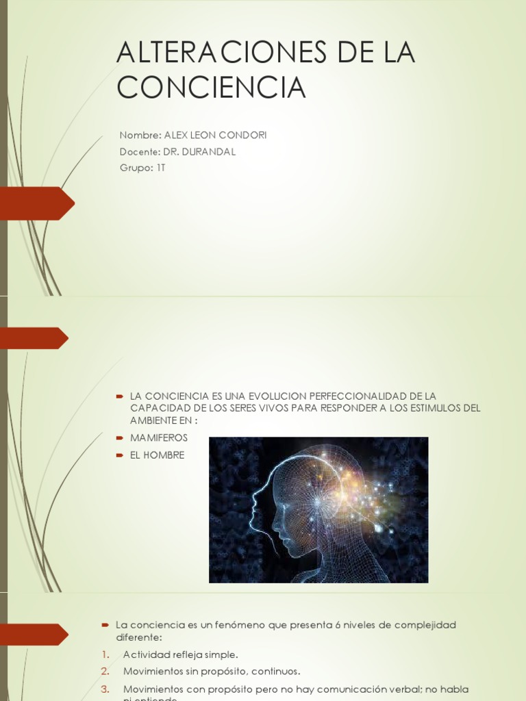 Tipos y Síndromes de Alteraciones de la Conciencia | PDF | Disociación ...