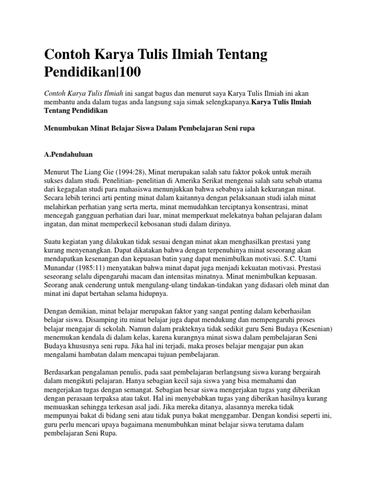 Contoh Karya Tulis Ilmiah Tentang Pendidikan Seni Budaya Erlet Gablek