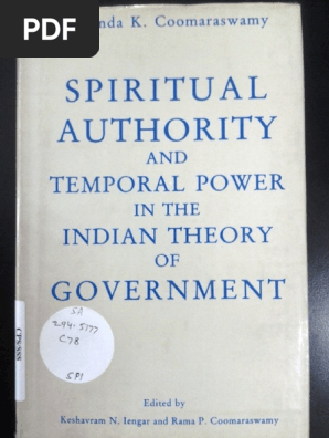Spiritual Authority And Temporal Power In The Indian Theory Of Government Ananda K Coomaraswamy Science Philosophical Science