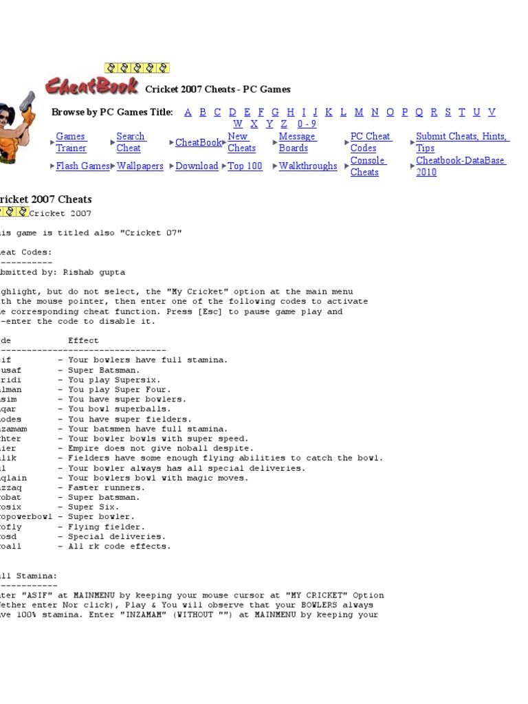 Ea games cricket 2007 cheat codes gta 5 pc