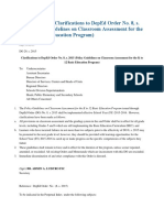 Do 29, S. 2015 - Clarifications To Deped Order No. 8, S. 2015 (Policy Guidelines On Classroom Assessment For The K To 12 Basic Education Program)