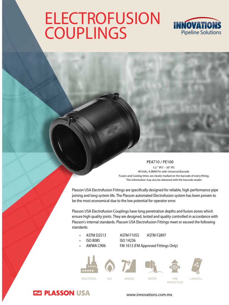Innovations Plasson Electrofusion Couplings PDF Barcode Pipe