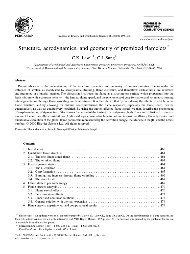 Premixed Flamelet Structure and Dynamics | PDF | Fluid Dynamics | Diffusion