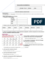 Evaluación Matemática Dia y Meses Del Año