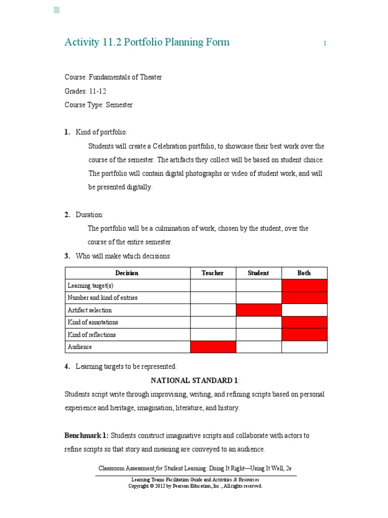 Activity 11-2 Portfolio Planning Form | PDF | Art