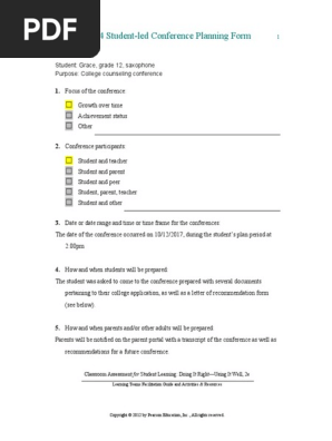 activity 12-4 student-led conference planning form doc