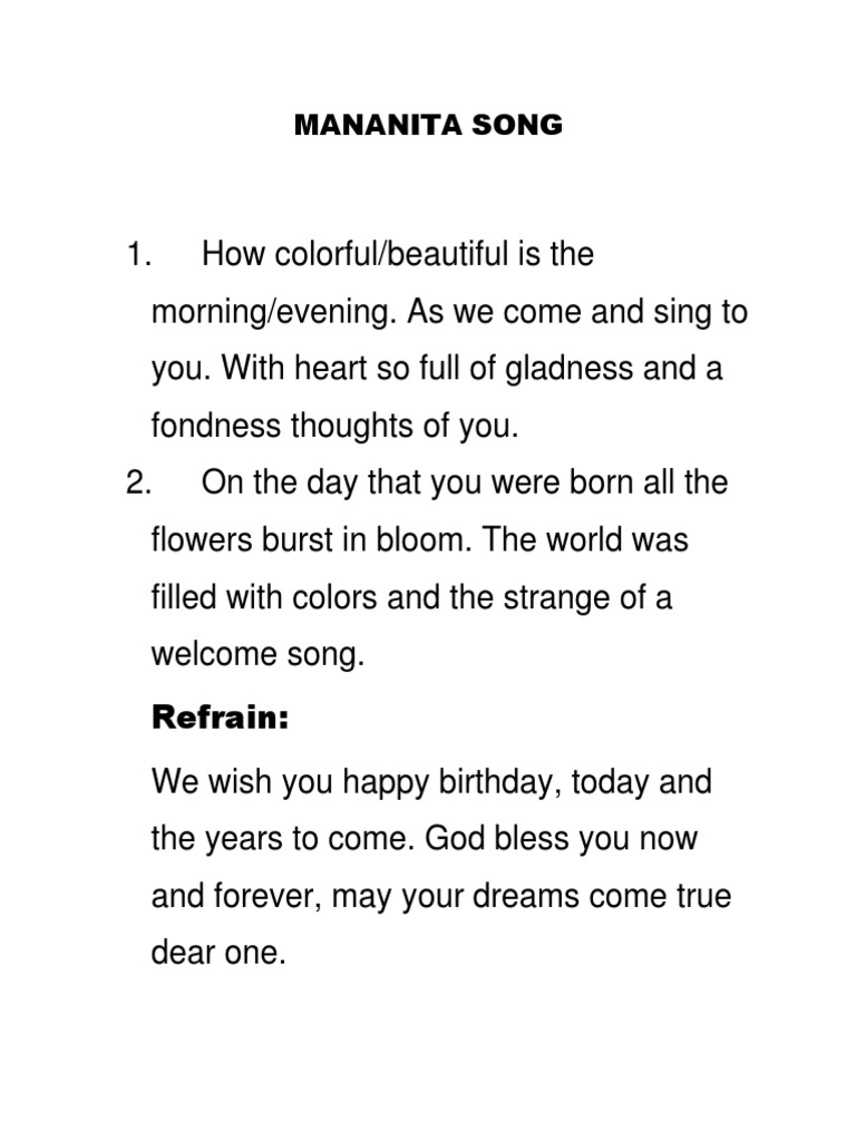 Mananita song docx