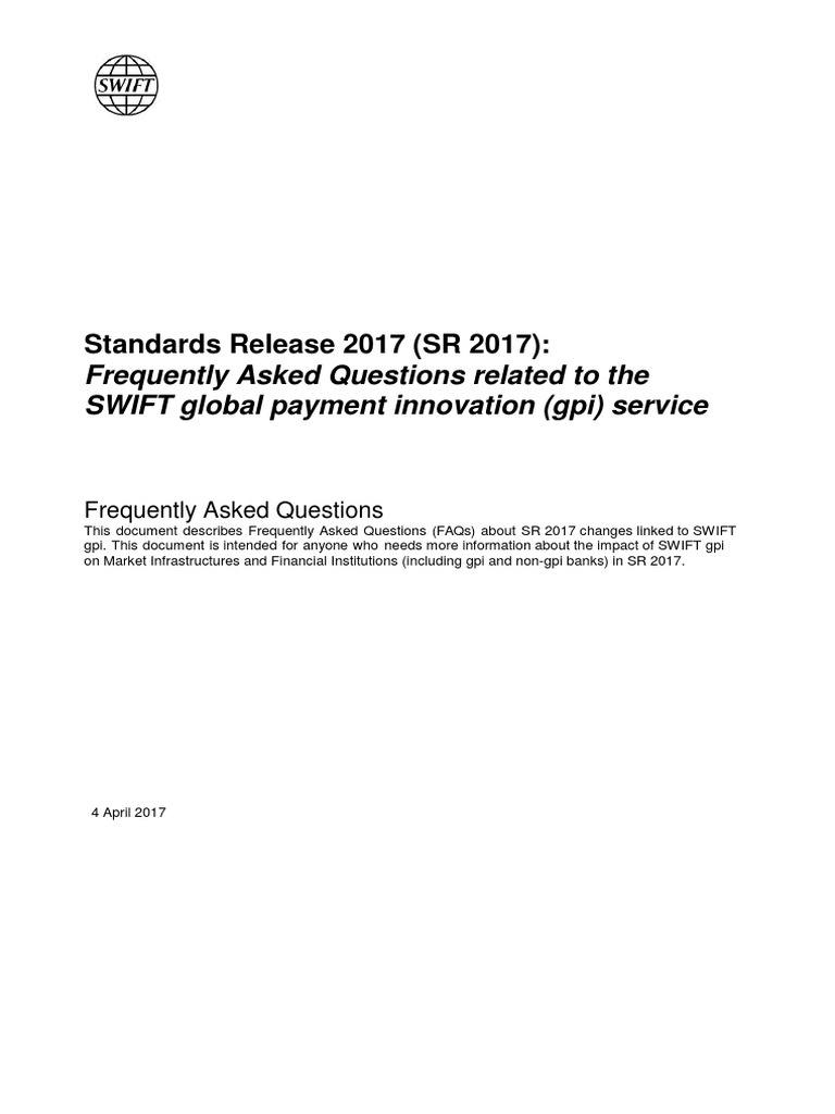 Swift Standards Faq Gpi Sr2017 | PDF | Computing | Internet