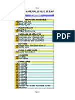 Lista materiales CNC