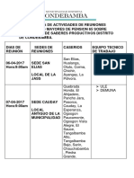 Cronograma de Actividades de Reuniones Con Adultos Mayores de Pension 65 Sobre Realización de Saberes Productivos Distrito de Condebamba